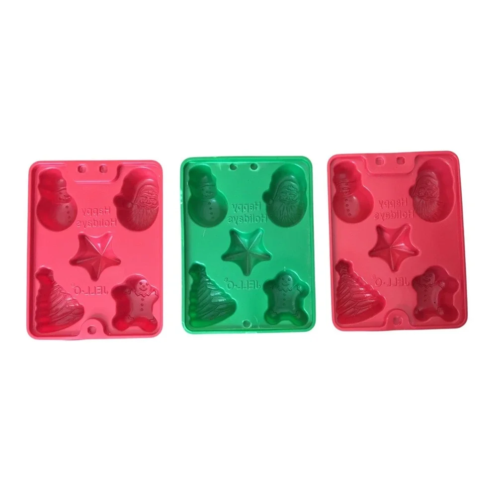 Set of 3 Christmas Holiday Tree‎ Santa Star Snowman Jell-O Molds